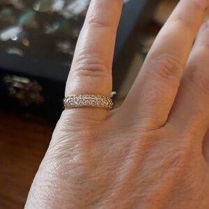 Diamonelle in Gold 925 Sterling Silver Pavée Ring SZ 5 💛💛💛
